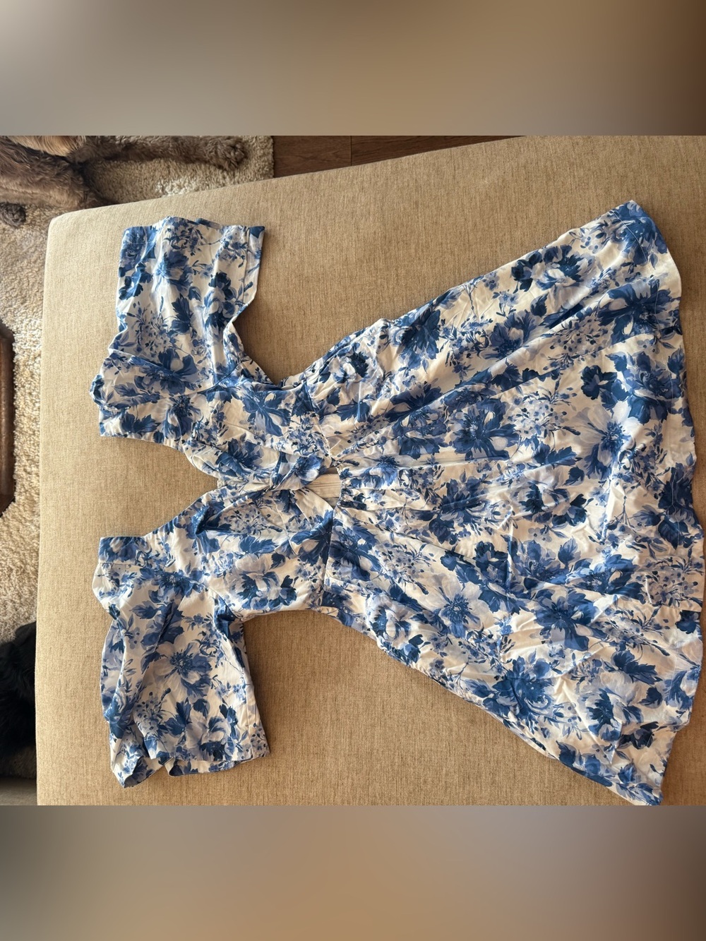 Abercrombie & Fitch Blue and White Floral Cutout Dress